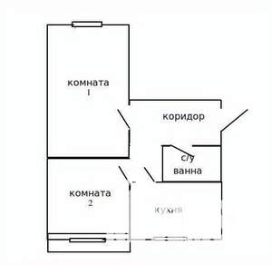 2-к квартира, вторичка, 45м2, 4/5 этаж