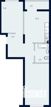 2-к квартира, вторичка, 59м2, 1/4 этаж