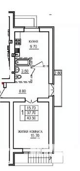 1-к квартира, вторичка, 41м2, 5/10 этаж