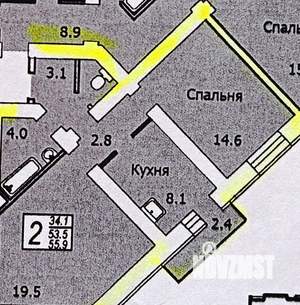 2-к квартира, вторичка, 56м2, 7/10 этаж