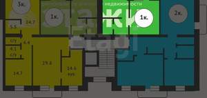 1-к квартира, вторичка, 45м2, 8/25 этаж