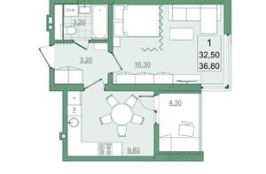 1-к квартира, вторичка, 33м2, 1/22 этаж