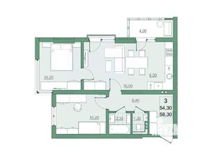 3-к квартира, вторичка, 54м2, 22/22 этаж