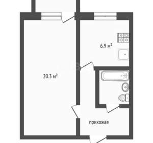 1-к квартира, вторичка, 32м2, 2/5 этаж