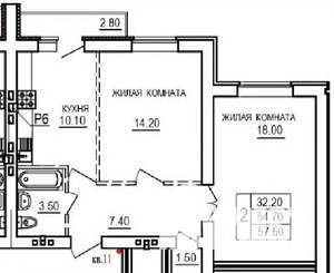 2-к квартира, строящийся дом, 58м2, 6/10 этаж