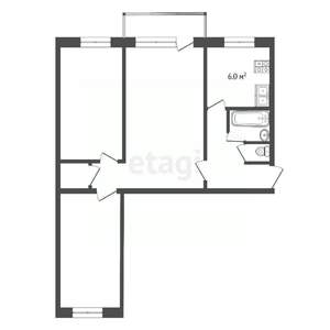 3-к квартира, вторичка, 58м2, 5/5 этаж