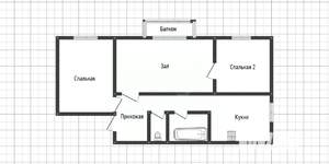 3-к квартира, вторичка, 54м2, 2/9 этаж