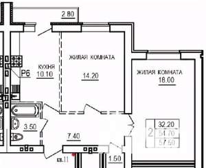 2-к квартира, строящийся дом, 58м2, 8/10 этаж