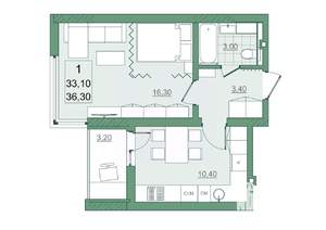 1-к квартира, вторичка, 33м2, 20/22 этаж