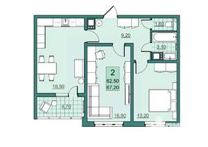 2-к квартира, вторичка, 63м2, 5/10 этаж