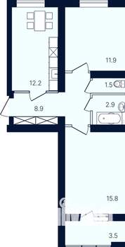 2-к квартира, вторичка, 57м2, 1/4 этаж