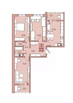 3-к квартира, вторичка, 83м2, 2/10 этаж