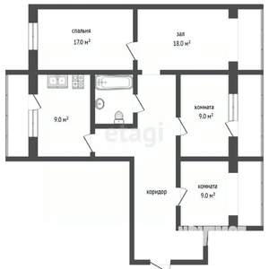 4-к квартира, вторичка, 78м2, 2/9 этаж