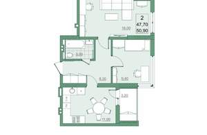 2-к квартира, вторичка, 48м2, 3/22 этаж