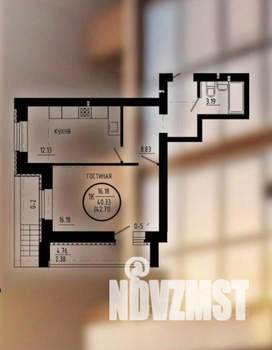 1-к квартира, вторичка, 43м2, 1/10 этаж