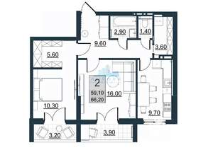 2-к квартира, вторичка, 66м2, 3/10 этаж