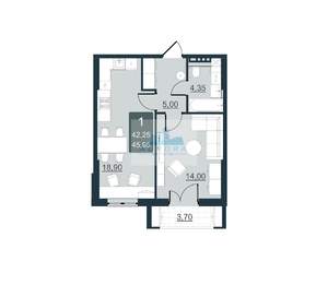 1-к квартира, вторичка, 42м2, 9/10 этаж