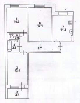 3-к квартира, вторичка, 64м2, 1/9 этаж