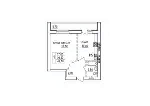 1-к квартира, вторичка, 42м2, 9/10 этаж