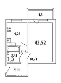 1-к квартира, вторичка, 43м2, 5/12 этаж