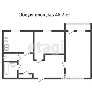 2-к квартира, вторичка, 46м2, 3/9 этаж
