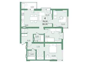 4-к квартира, вторичка, 78м2, 22/22 этаж