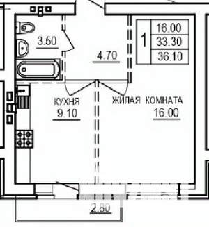 1-к квартира, вторичка, 36м2, 10/10 этаж