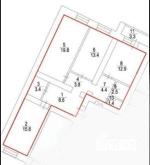 3-к квартира, вторичка, 86м2, 3/14 этаж