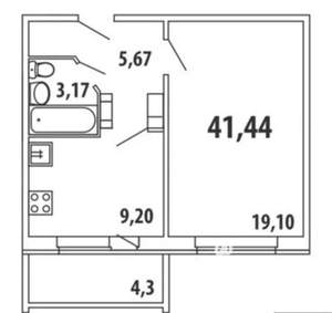 1-к квартира, вторичка, 41м2, 3/10 этаж