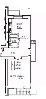 1-к квартира, вторичка, 41м2, 9/10 этаж