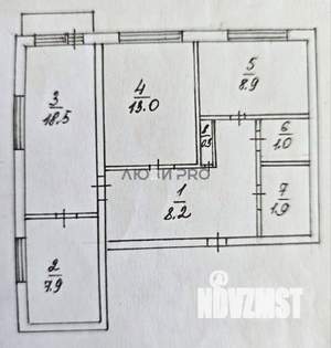 3-к квартира, вторичка, 61м2, 4/9 этаж
