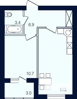 1-к квартира, вторичка, 42м2, 3/4 этаж