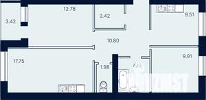 3-к квартира, строящийся дом, 74м2, 4/10 этаж