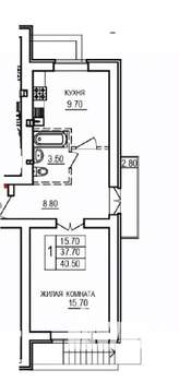 1-к квартира, вторичка, 41м2, 4/10 этаж