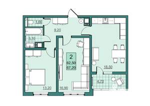 2-к квартира, вторичка, 63м2, 3/24 этаж