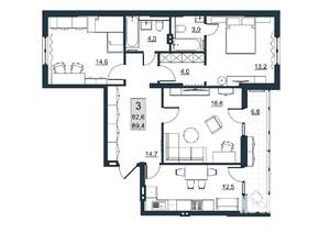 3-к квартира, вторичка, 83м2, 6/10 этаж