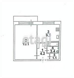 1-к квартира, вторичка, 37м2, 2/9 этаж