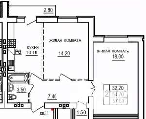 2-к квартира, строящийся дом, 58м2, 2/10 этаж