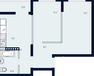 2-к квартира, вторичка, 55м2, 2/4 этаж