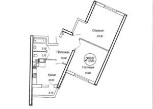 2-к квартира, вторичка, 73м2, 5/23 этаж