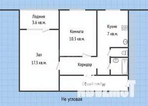 2-к квартира, вторичка, 43м2, 3/9 этаж
