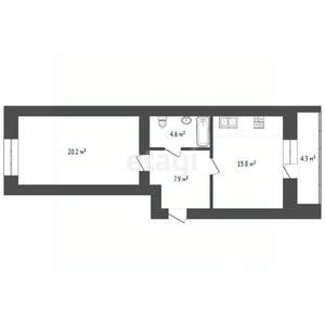 1-к квартира, вторичка, 53м2, 8/10 этаж