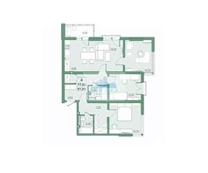 4-к квартира, вторичка, 82м2, 19/22 этаж