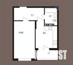 1-к квартира, сданный дом, 38м2, 10/10 этаж