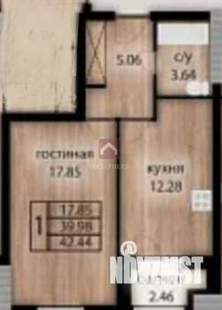 1-к квартира, вторичка, 43м2, 12/19 этаж