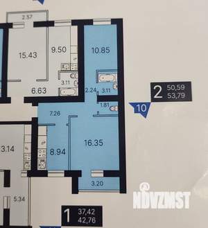 2-к квартира, сданный дом, 54м2, 10/10 этаж