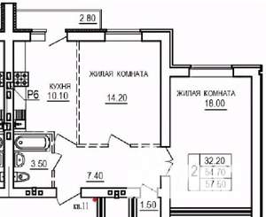 2-к квартира, строящийся дом, 58м2, 2/10 этаж