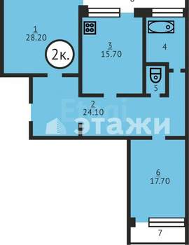 2-к квартира, вторичка, 48м2, 3/5 этаж