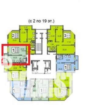 1-к квартира, вторичка, 41м2, 12/25 этаж