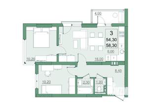 3-к квартира, вторичка, 54м2, 22/22 этаж